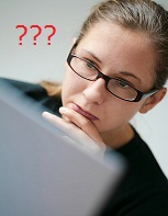 Person studying on PC with questions